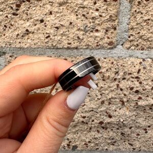 Sleek Black and Silver tungsten Ring size 10.5